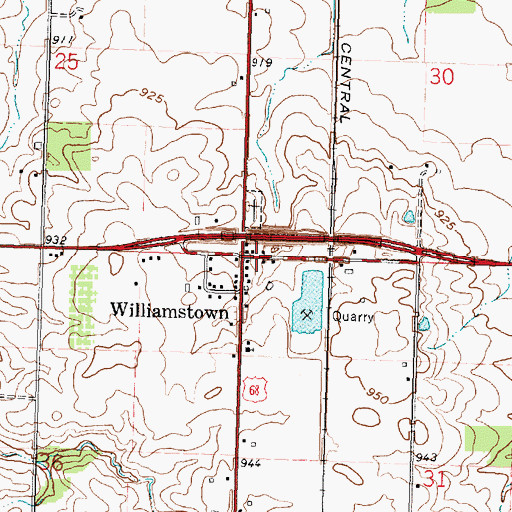 Topographic Map of Williamstown, OH