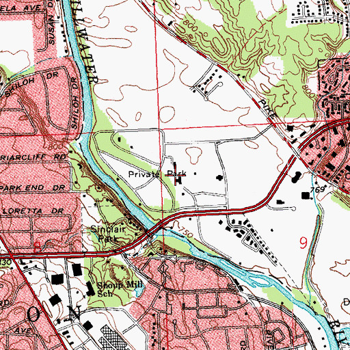 Topographic Map of Old Frigidare Park, OH