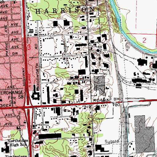 Topographic Map of Webster Industrial Park, OH