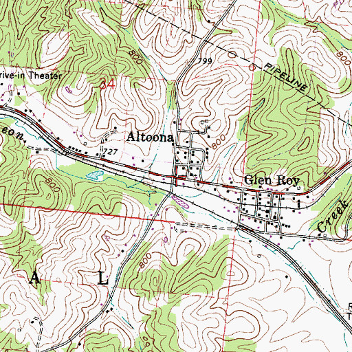 Topographic Map of Altoona, OH