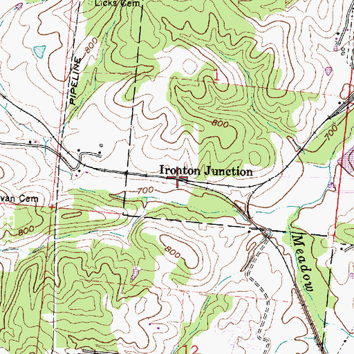 Topographic Map of Ironton Junction, OH