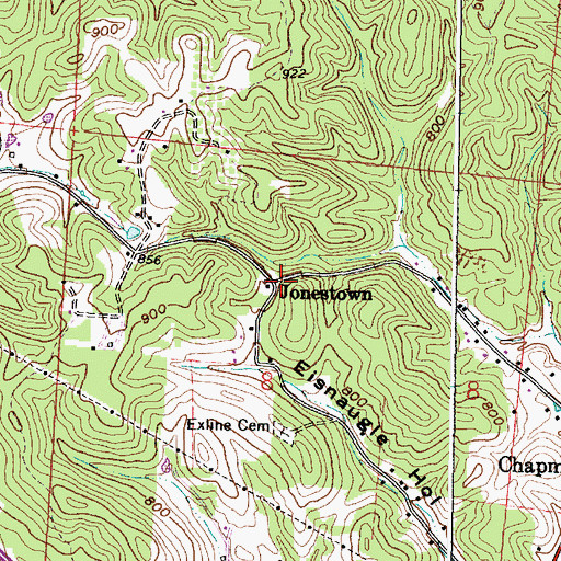 Topographic Map of Jonestown, OH