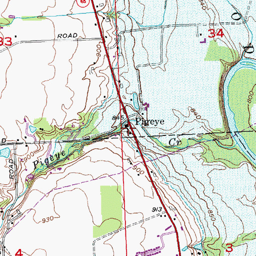 Topographic Map of Pigeye, OH