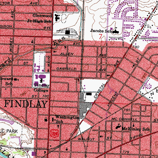 Topographic Map of Findlay Wesleyan Bible Methodist Church, OH