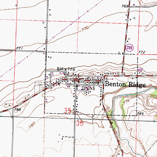Topographic Map of Benton Ridge, OH