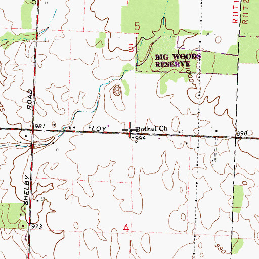 Topographic Map of Bethel United Methodist Church, OH