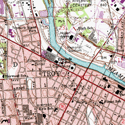 Topographic Map of Edwards School (historical), OH