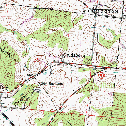 Topographic Map of Goldsboro, OH