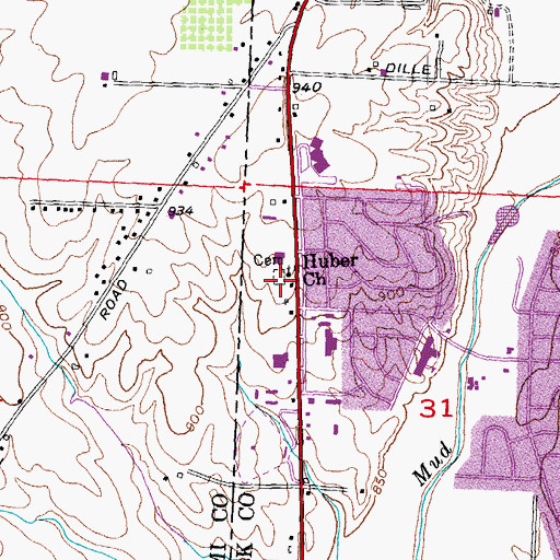 Topographic Map of Huber Church, OH