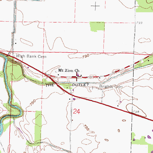 Topographic Map of Mount Zion United Methodist Church, OH