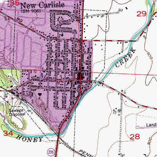 Topographic Map of New Carlisle, OH