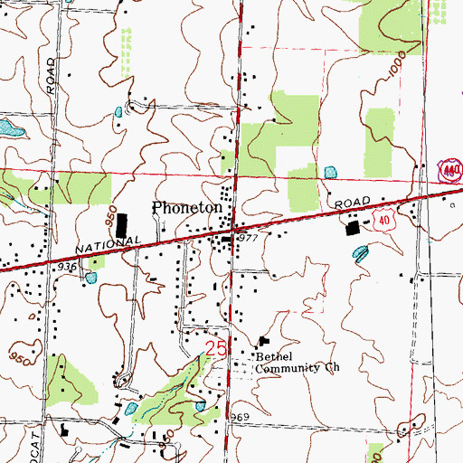 Topographic Map of Phoneton, OH