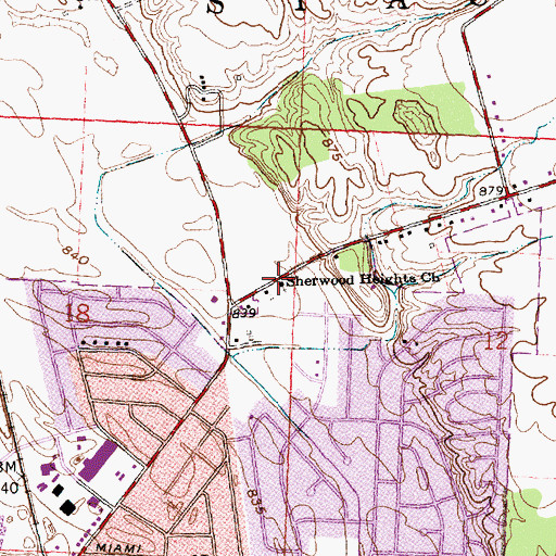 Topographic Map of Sherwood Heights First Church of God, OH