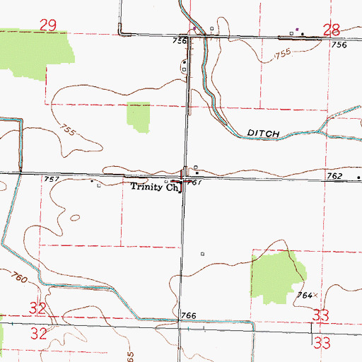 Topographic Map of Trinity Baptist Church, OH