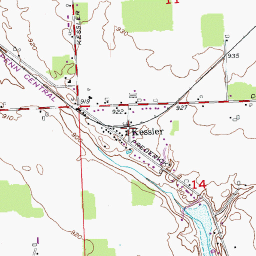 Topographic Map of Kessler, OH