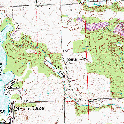 Topographic Map of Nettle Lake Cemetery, OH