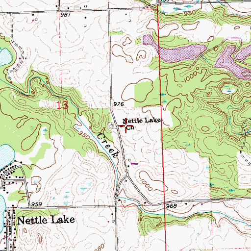 Topographic Map of Nettle Lake United Brethren Church, OH