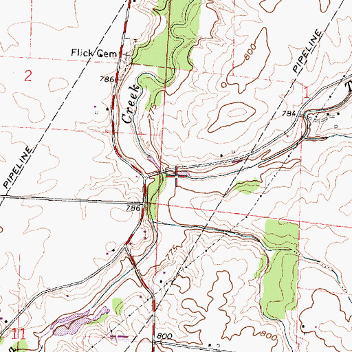 Topographic Map of Tiderishi Creek, OH