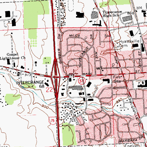 Topographic Map of North Plaza Shopping Center, OH