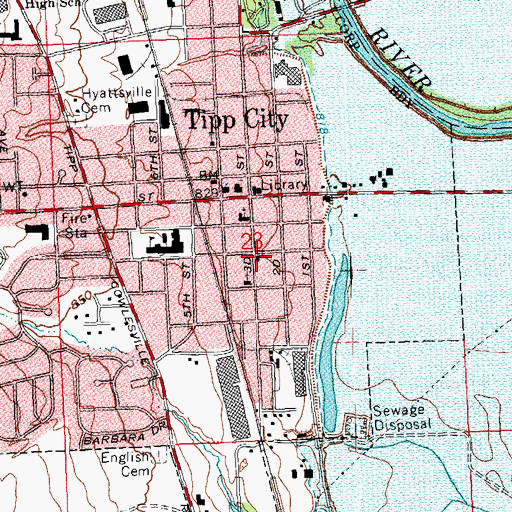 Topographic Map of Saint John the Baptist Catholic Church, OH