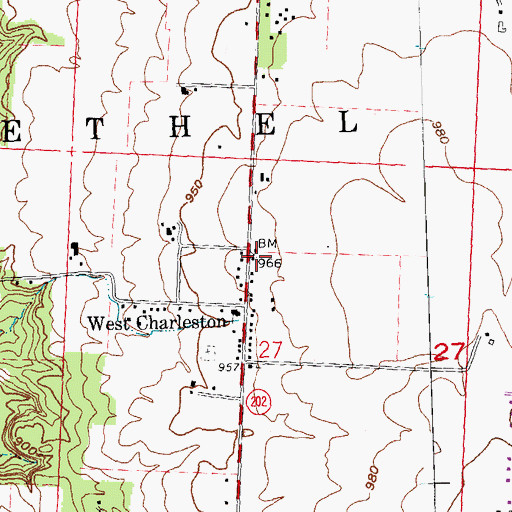 Topographic Map of West Charleston School (historical), OH