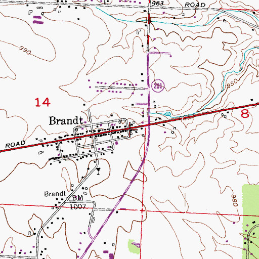 Topographic Map of Brandt Evangelical Lutheran Church, OH