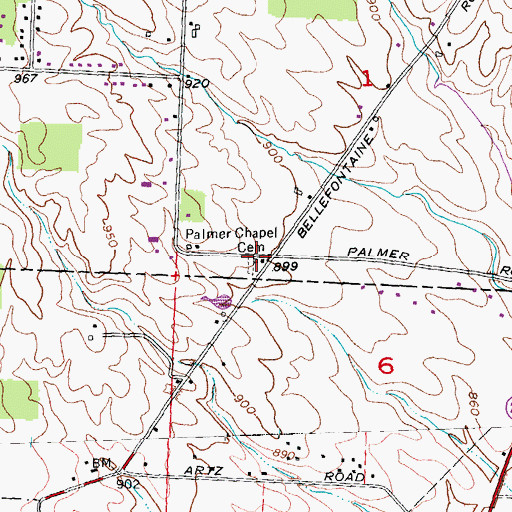 Topographic Map of Palmer Chapel Methodist Church (historical), OH
