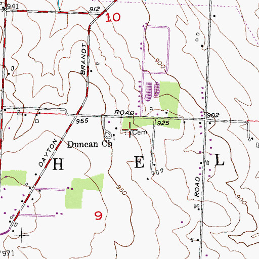 Topographic Map of Hickory Grove Cemetery, OH