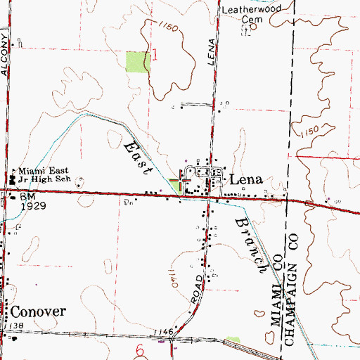 Topographic Map of Lena Baptist Church, OH