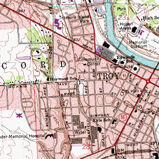 Topographic Map of Richards Chapel United Methodist Church, OH