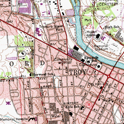 Topographic Map of Saint James African Methodist Episcopal Church, OH