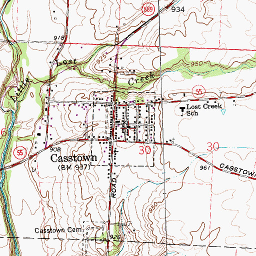 Topographic Map of Casstown United Methodist Church, OH