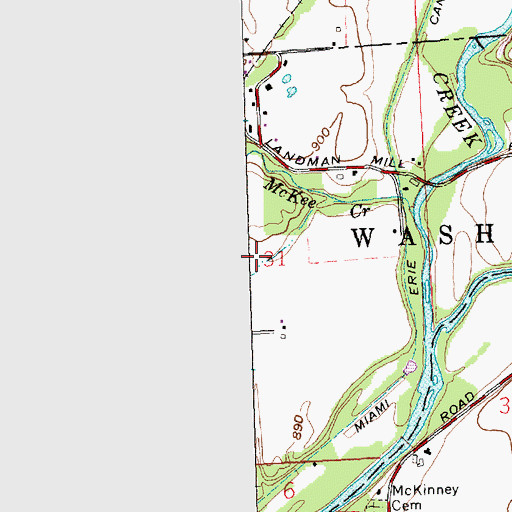 Topographic Map of Johnston Prairie, OH