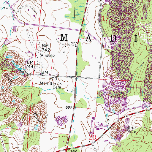 Topographic Map of McKitterick (historical), OH