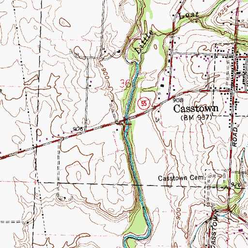 Topographic Map of Greens Mill (historical), OH