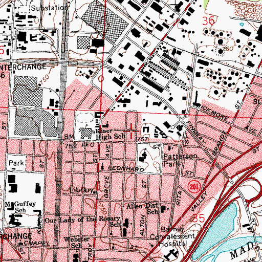 Topographic Map of Kossuth Colony Historic District, OH