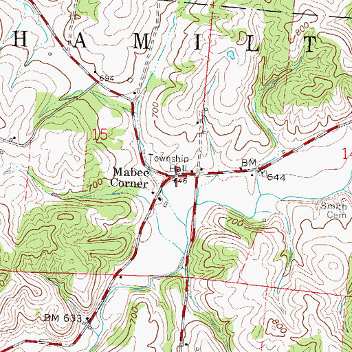 Topographic Map of Mabee Corner, OH