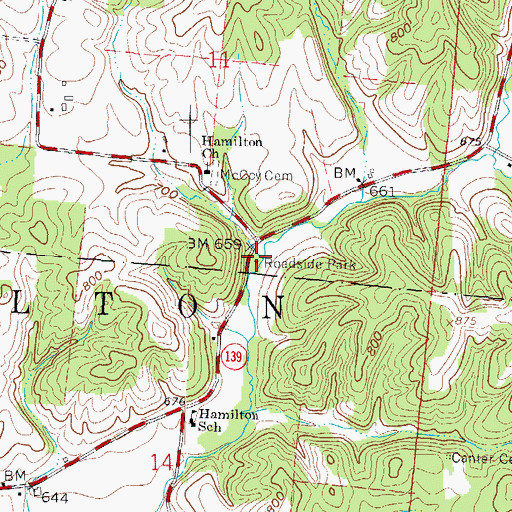 Topographic Map of McCoy Grove, OH