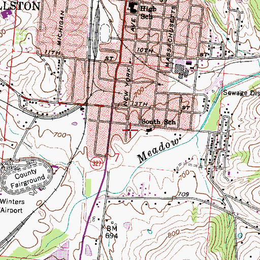 Topographic Map of Wellston Church of God, OH