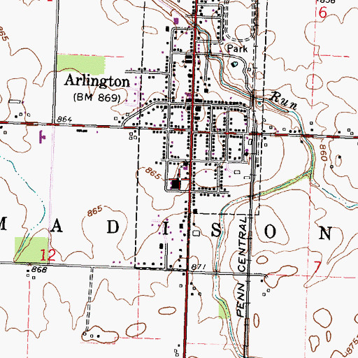 Topographic Map of Arlington Elementary School, OH