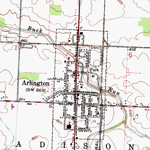 Topographic Map of Arlington United Methodist Church, OH