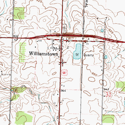 Topographic Map of Williamstown First Brethren Church, OH