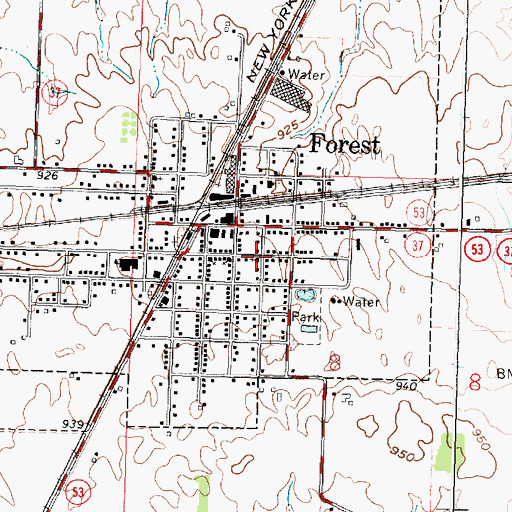 Topographic Map of First Presbyterian Church, OH