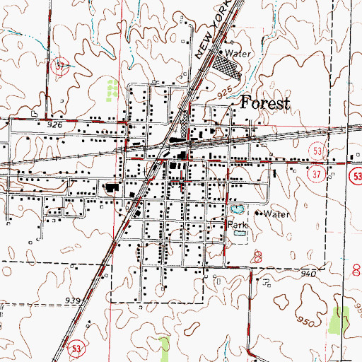 Topographic Map of Forest United Methodist Church, OH
