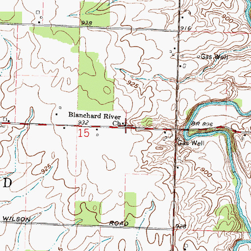 Topographic Map of Blanchard River Church, OH