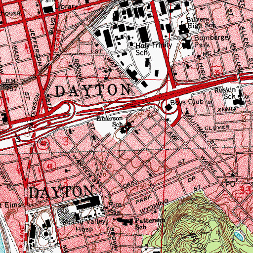 Topographic Map of Dayton Christian School, OH