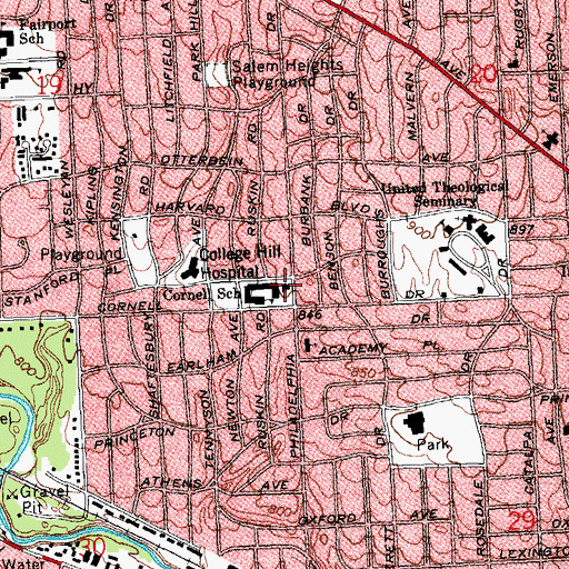 Topographic Map of College Hill United Presbyterian Church, OH