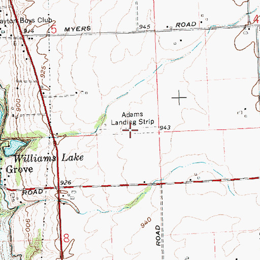 Topographic Map of Adams Landing Strip (historical), OH
