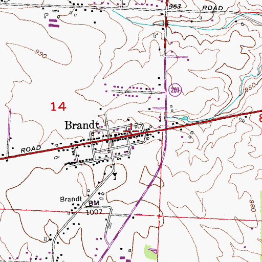 Topographic Map of Brandt United Methodist Church, OH
