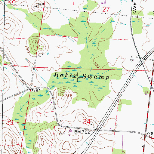 Topographic Map of Baker Swamp, OH